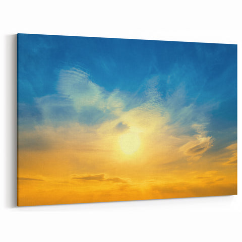 Ukraine Landscape Art – Bright Sunset Over Blue Sky Canvas Print