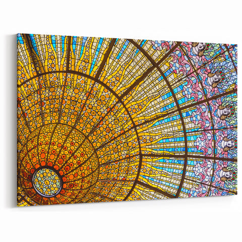 Barcelona Framed Art - Colorful Stained Glass Ceiling Print