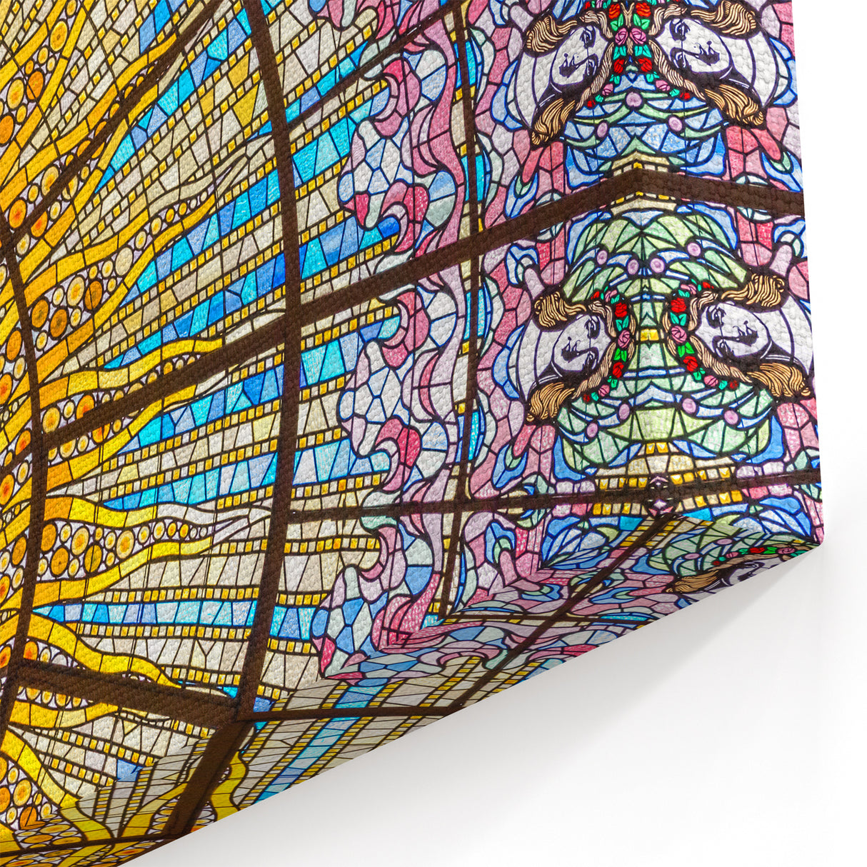 Barcelona Framed Art - Colorful Stained Glass Ceiling Print