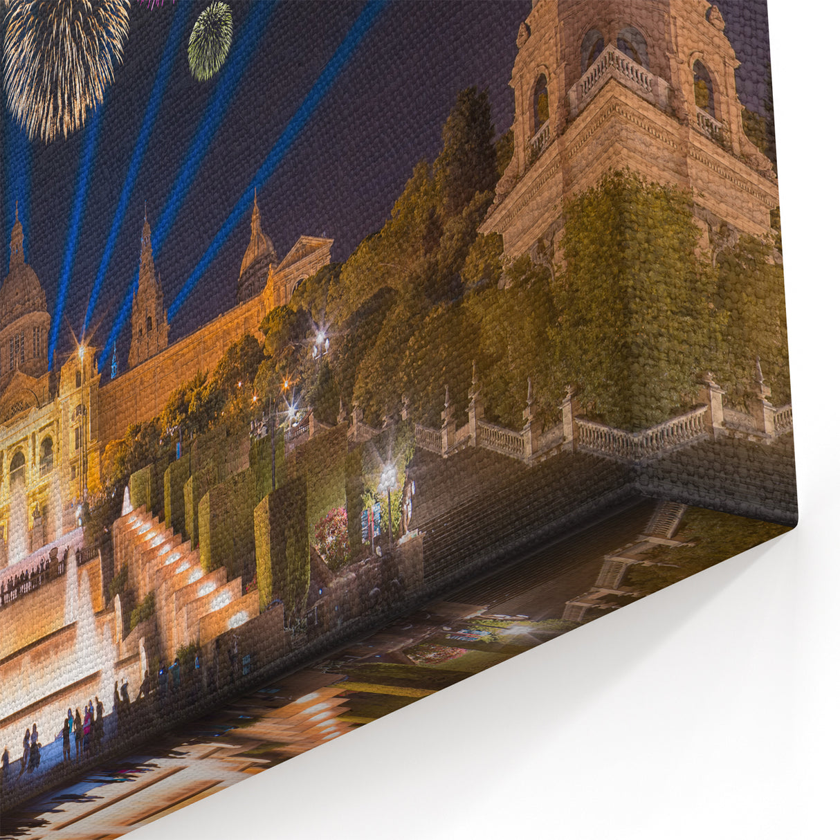 Barcelona Landscape Art - Festive Fireworks Over Montjuïc Print