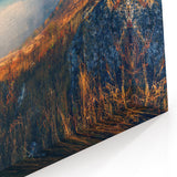 Ukraine Canvas Art – Rainbow Over Misty Hills Landscape Print