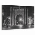 Barcelona Framed Art - Arc de Triomf Nighttime Black & White Print