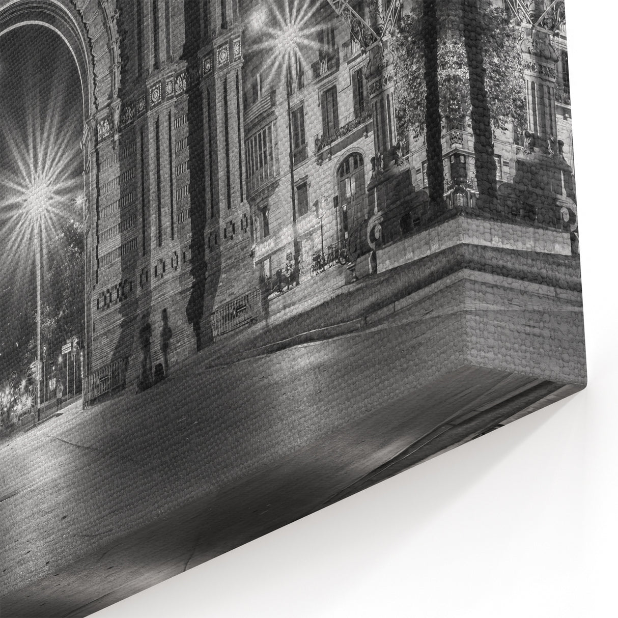 Barcelona Framed Art - Arc de Triomf Nighttime Black & White Print