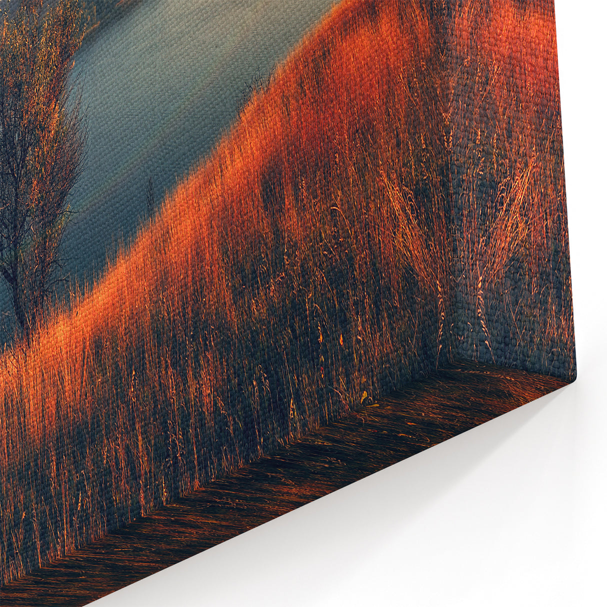 Ukraine Landscape Art – Rainbow Over River Bend at Sunset Canvas Print