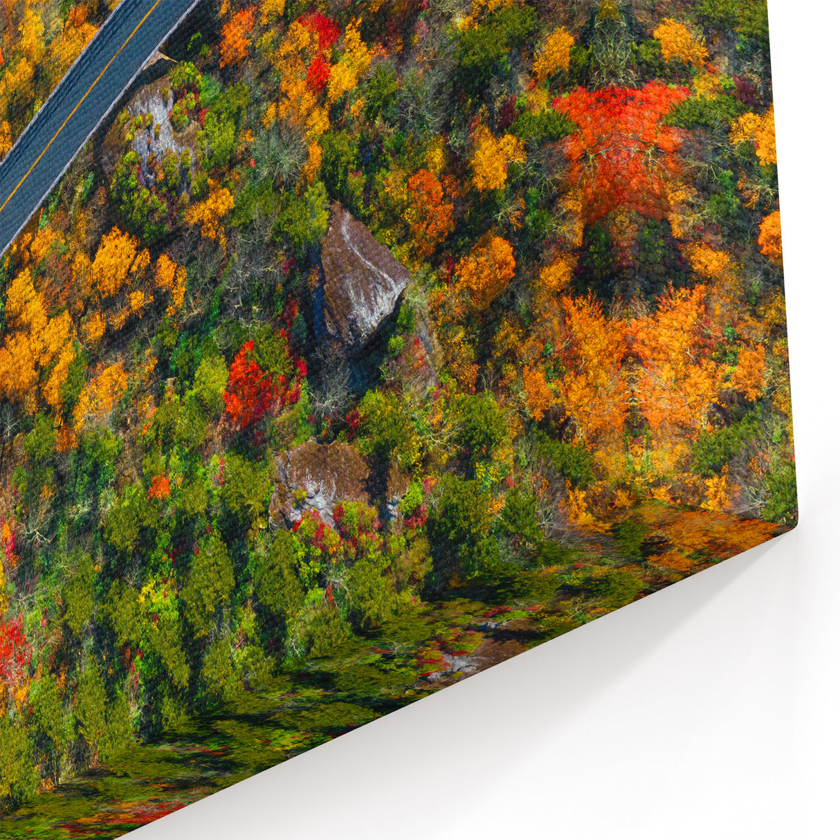 Blue Ridge Landscape Canvas – Scenic North Carolina Autumn Road Art Print