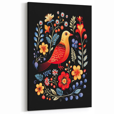 Scandinavian Wall Decor | Vibrant Nordic Bird Art Print | Hygge-Inspired