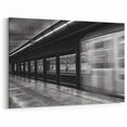 Barcelona Framed Art - Urban Metro Station in Motion Black & White Print