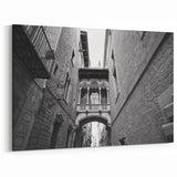 Barcelona Canvas Prints - Gothic Quarter’s Historic Architecture in Black and White