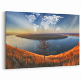 Ukrainian Art Prints – Golden River Landscape with Cloud World Map Art