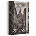 Barcelona Cityscape Art - Gothic Cathedral View in Black and White