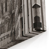 Barcelona Cityscape Art - Gothic Cathedral View in Black and White