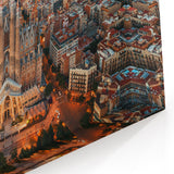 Scenic Barcelona Artwork - Aerial View of Sagrada Família at Dusk