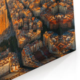 Barcelona Canvas Prints - Aerial View of Sagrada Família at Golden Hour