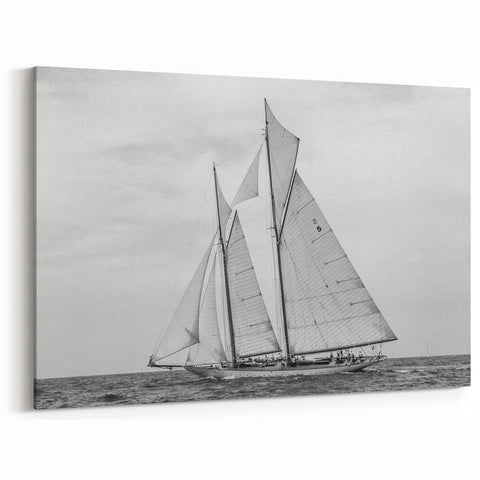 Barcelona Wall Art - Sailing Ship on the Open Sea in Black and White
