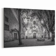 Barcelona Framed Art - Quiet Courtyard in the Gothic Quarter in Black and White