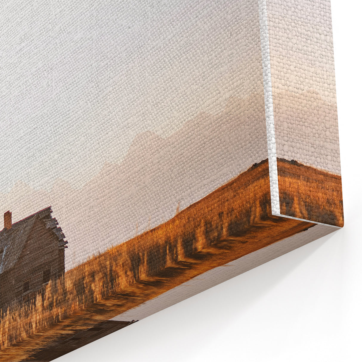 Rustic Landscape Wall Art - Abandoned Farmhouse in Golden Field