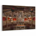 Barcelona Cityscape Art - Ornate Gothic Cathedral Interior with Statues