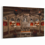 Barcelona Cityscape Art - Ornate Gothic Cathedral Interior with Statues