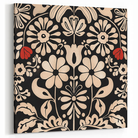 Scandinavian Floral Wall Art | Nordic Black and Beige Art Print | Hygge
