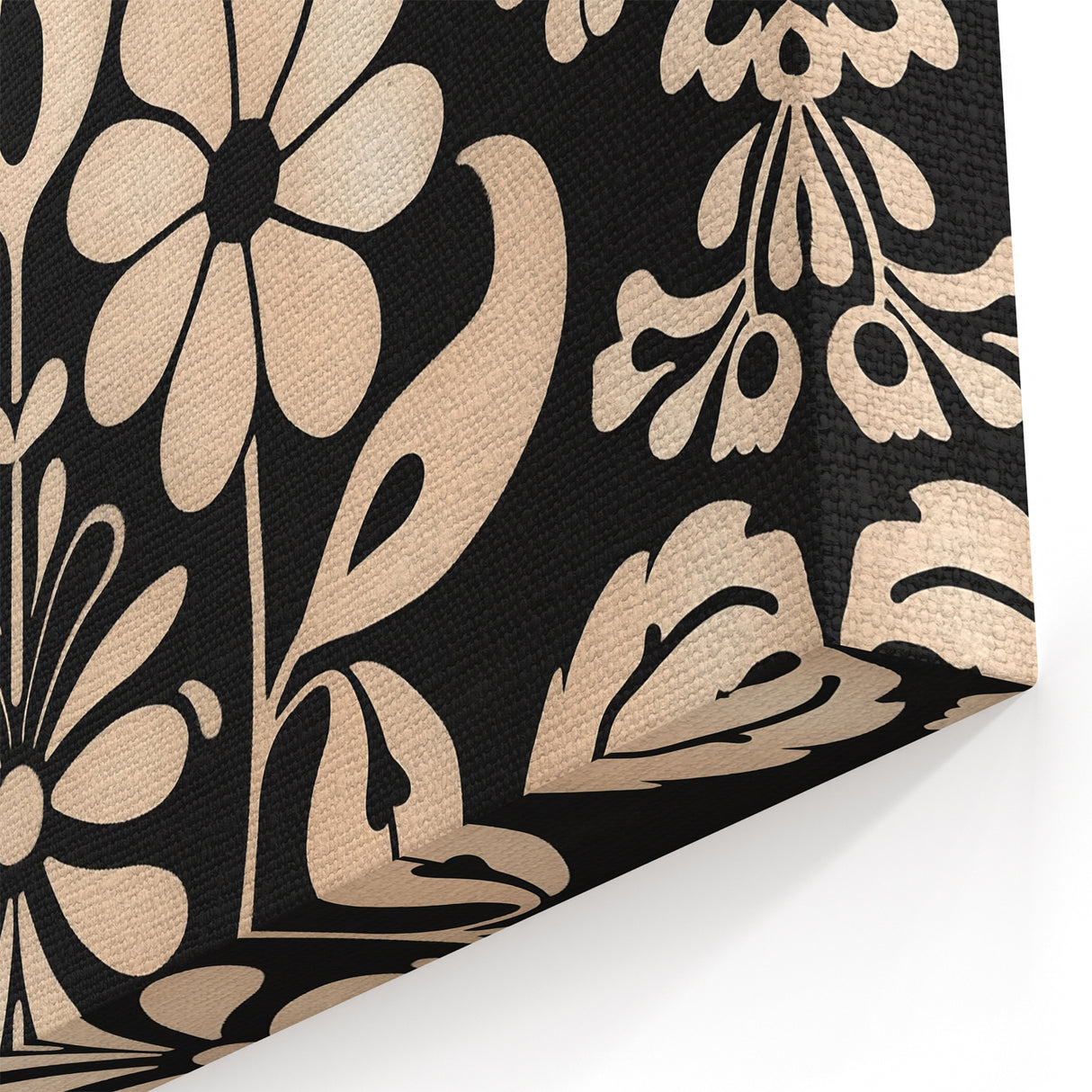 Scandinavian Floral Wall Art | Nordic Black and Beige Art Print | Hygge