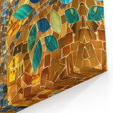 Scenic Barcelona Artwork - Vibrant Mosaic Tree with Golden Background