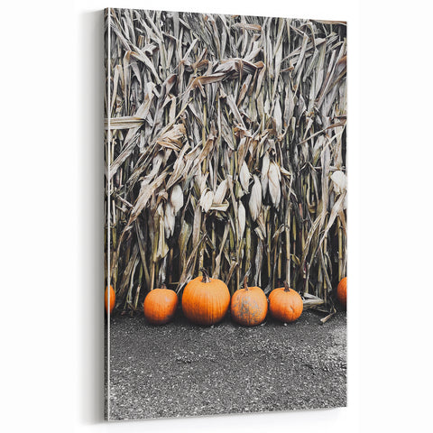 Rustic Fall Wall Art - Pumpkins and Cornstalks for Farmhouse Decor