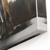 Rustic Cabin Wall Art - Isolated A-Frame House on Lake for Decor