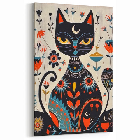 Scandinavian Wall Decor | Mystical Nordic Cat Art Print | Hygge Style