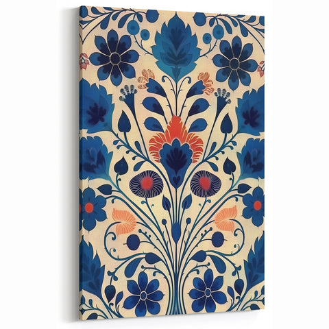 Scandinavian Wall Decor | Elegant Blue Floral Nordic Art Print | Hygge