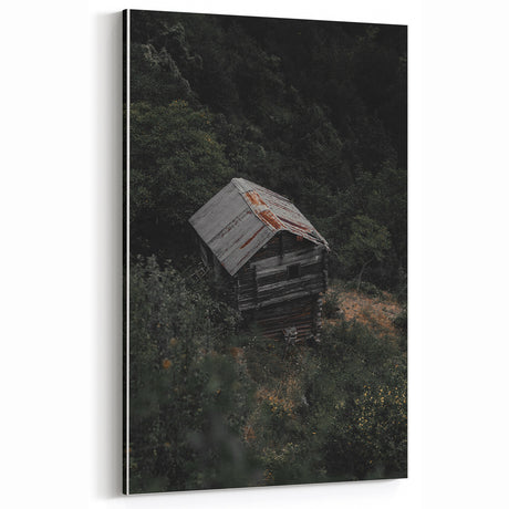 Rustic Farmhouse Landscape with Weathered Cabin – Vintage Wall Art Decor