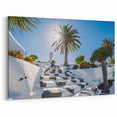 Canary Islands Canvas Prints – Sunlit Steps with Palm Trees Scenic View