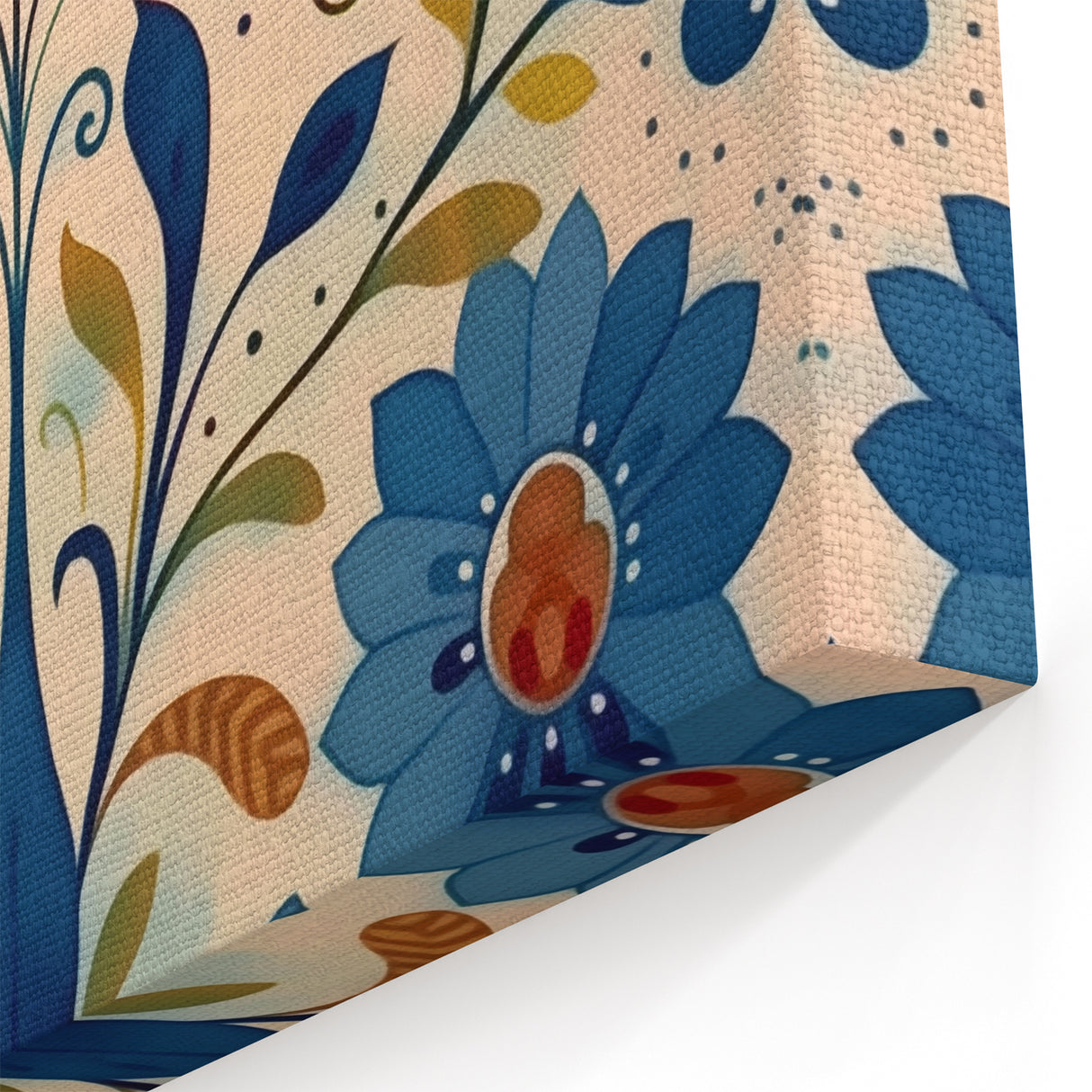 Scandinavian Wall Art | Blue and Gold Floral Nordic Art Print | Hygge