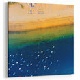 Canary Islands Beach Art – Aerial View of Colorful Boats and Golden Sands