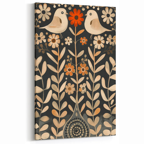 Scandinavian Wall Art | Beige and Orange Nordic Bird Art Print | Hygge