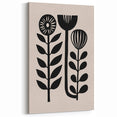 Scandinavian Wall Decor | Minimalist Black and Beige Floral Art | Hygge