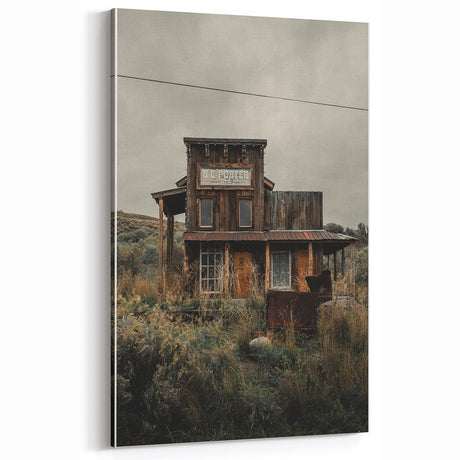 Rustic Abandoned Building Wall Art – Vintage Farmhouse Exterior Decor