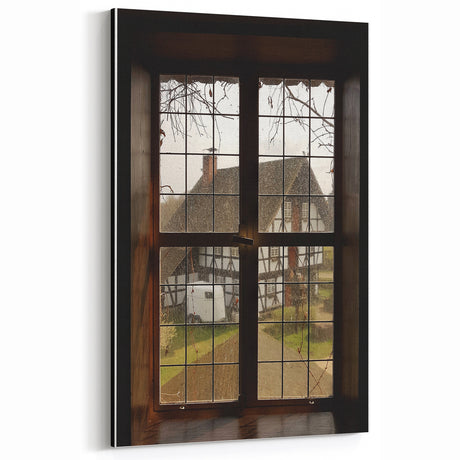 Rustic Window View Wall Art – Vintage Farmhouse Scene for Cozy Decor