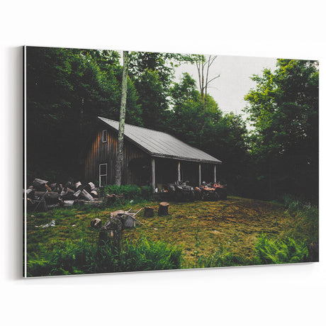 Rustic Farmhouse Landscape Wall Art – Vintage Cabin Scene for Rustic Decor