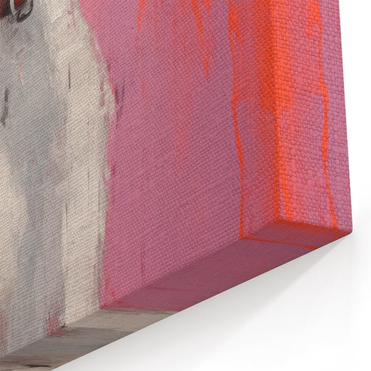Maximalist Wall Art - Eclectic Dog Portrait with Bold Pink and Orange Hues