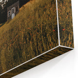Rustic Landscape Wall Art – Peaceful Farmhouse Cabin in Golden Field