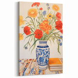 Maximalist Wall Art - Bold Floral Decor with Vibrant Red and Yellow Blooms