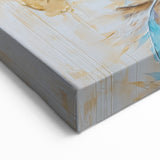 Glam Wall Art | Luxurious Gold and Blue Feather Art | Modern Glam Decor