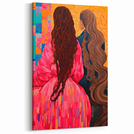 Maximalist Wall Art - Bold and Eclectic Portrait with Vibrant Pink and Orange