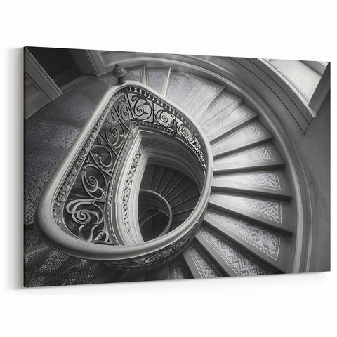 Vatican City Prints – Ornate Spiral Staircase Black and White Art