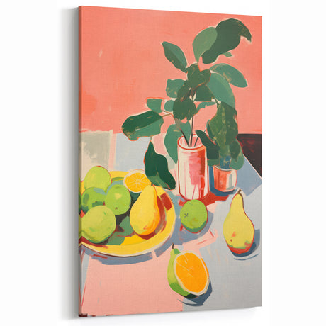 Maximalist Wall Art - Bold Still Life with Fruits and Foliage in Vibrant Colors
