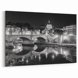 Vatican Artwork - St Peters Basilica Night View Black and White Art