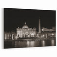 Vatican Canvas Art - Nighttime View of St Peters Basilica Landmark