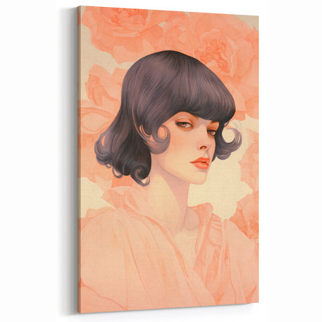 Maximalist Wall Art: Vintage-Inspired Portrait with Floral Background – Eclectic Decor