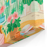 Maximalist Wall Art: Cozy Indoor Scene with Plants and Pink Accents – Eclectic Decor