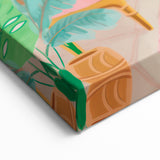 Maximalist Wall Art: Cozy Indoor Scene with Plants and Pink Accents – Eclectic Decor